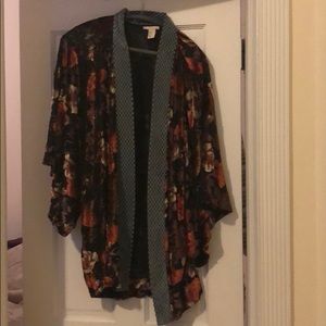 Velvet and sheer 70’s style floral kimono